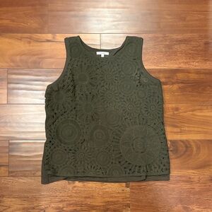 Maurices Olive Crochet Tank Top, Size Large